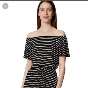 Ann Taylor Loft striped off the shoulder dress